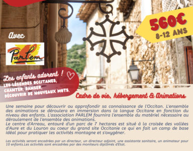 Séjour « Immersion autour de l’occitan » au centre de vacances d’Arreau du 23 au 29 juillet